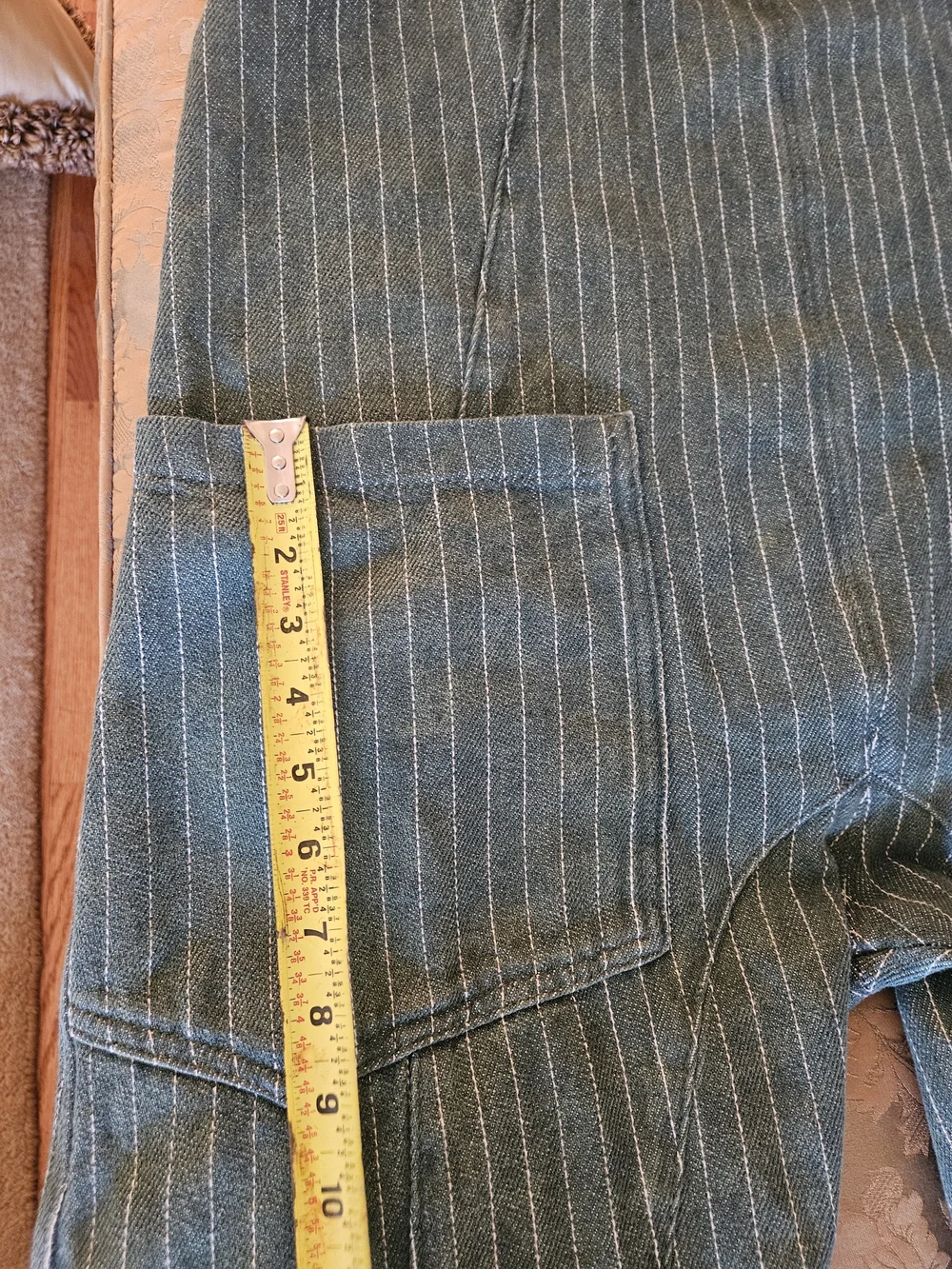 NWOT We The Free Green Pinstripe Linen-Blend Overalls Jumpsuit - Picture 10 of 16